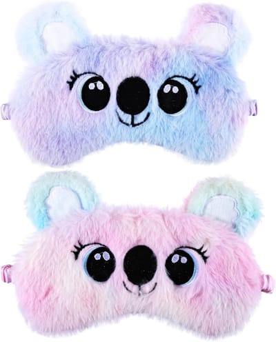 Zachte slaapmaskers voor kinderen, 2 stuks, schattige dieren, ideaal voor reizen, dutjes en feestjes, comfortabele oogbedekking en slaaphulpmiddelen