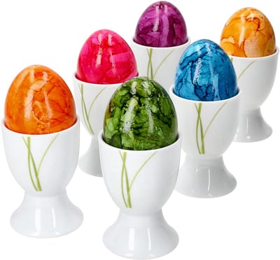 Set van 6 Bali eierdopjes 6 personen groene grassprietjes - 6 x eierdopjes