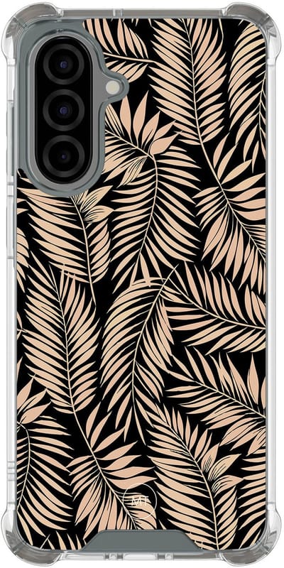 Hoesje (shockproof) geschikt voor Samsung Galaxy A56 - Palm silhouette - Extra sterke case - TPU/polycarbonaat - Natuur - Zwart, Bruin, Transparant