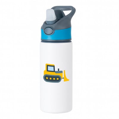 Hacebo® - Shovel waterfles met rietje blauw - Auto - Bouwmeester - Werken in de bouw - bouwer - bouwvakarbeider - klusjesman - water fles - 650ML