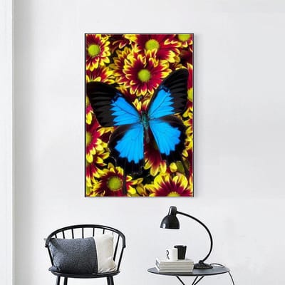 Diamant borduurwerk volledige vlinder diamant schilderij met ronde stenen bloem huisdecoratie 20X30CM black