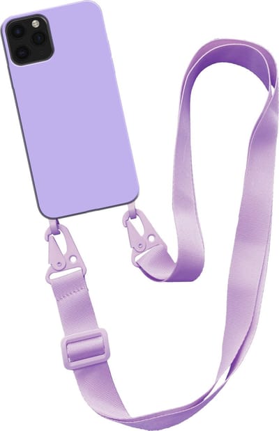 Smartphonica Hoesje met breed koord voor iPhone 11 Pro siliconen back cover met zachte binnenkant - Paars geschikt voor iPhone 11 Pro