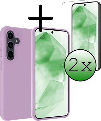 Hoesje Met 2x Screenprotector - Geschikt voor Samsung Galaxy A55 - Sterk & Shockproof - Back Cover - Siliconen Case - Telefoon Hoes - Lila