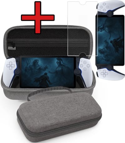 Hoes Geschikt voor PlayStation Portal Case Hard Cover Bescherm Hoesje Met Screenprotector - Case Geschikt voor PlayStation Portable Hoes - Grijs