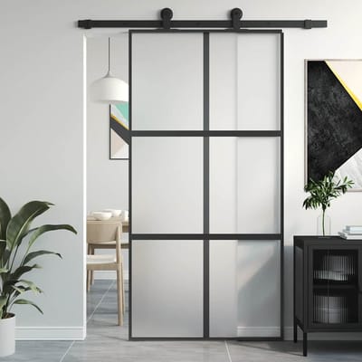 vidaXL - Schuifdeur - 102,5x205 - cm - gehard - glas - en - aluminium - zwart