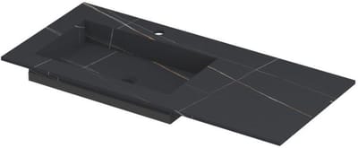 INK Post Wastafel Keramische Slab Envelop Bak Links met 1 Kraangat - 1000x450x10 mm - Lauren Black Mat
