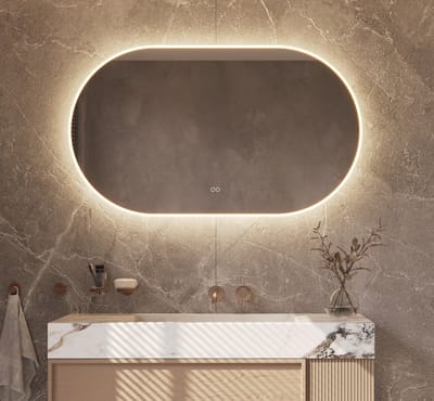 Schaere - Ovalen Badkamerspiegel - LED Verlichting - Spiegel Verwarming - Touch Sensor - Dimfunctie - 120x60 cm