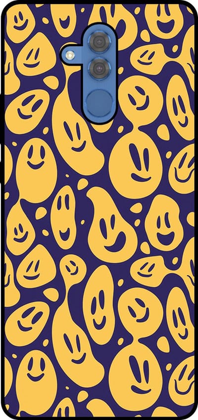 Smartphonica Telefoonhoesje Geschikt voor Huawei Mate 20 Lite met smiley opdruk - TPU backcover case emoji design - Paars Geel geschikt voor Huawei Mate 20 Lite