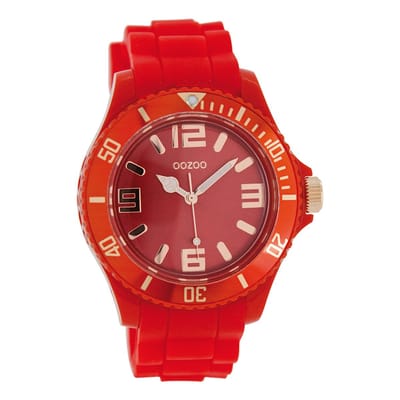 OOZOO Timepieces - Rode horloge met rode rubber band - C5050