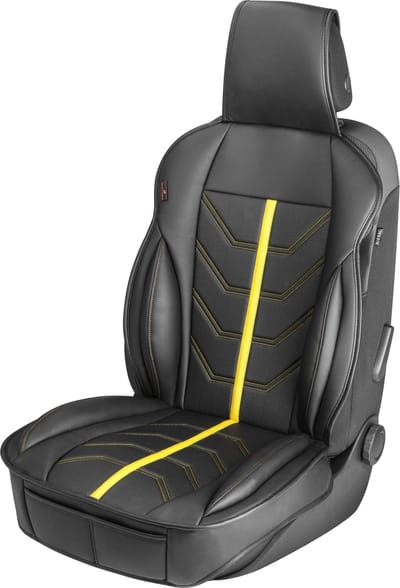 Walser Stoelkussen Kimi racesportlook - universeel Stoelkussen in zwart - geel - 1 stuk