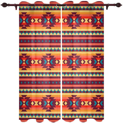Tenture Boheme Tribale Totem Haute Opacité Ouverture Fenêtre Style Européen Contemporain Espace Chambre Rideau Occultant Epais Salon Rideau Occultant W55 X H120cm X 2&HOOK