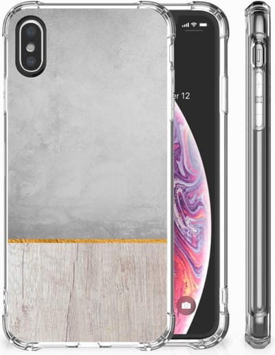 Apple iPhone X | Xs Stevig Telefoonhoesje Wood Concrete