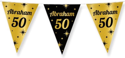 Vlaggenlijn - Slinger - Vlaggetjes - Verjaardag versiering - 50 jaar Abraham - 10 meter - zwart - goud