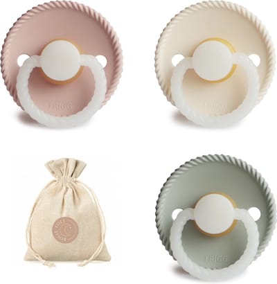 Frigg Rope - t1 - 0-6 maanden - Glow in the dark Blush, Sage en Cream night - spenen - speen - fopspeen - BolleToet speenzakje