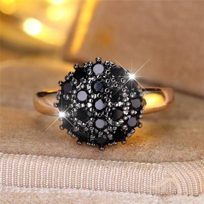 Dames Schattig Wit Zwart Zirkoon Steen Gouden Kleur Bruiloft Sieraden Belofte Verlovingsringen Voor Vrouwen 9 black