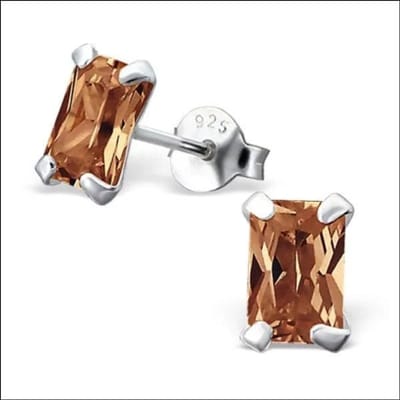 Aramat Jewels - rechthoekige zirkonia oorbellen zilver -6x4mm- meisje