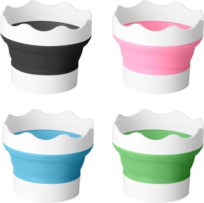 Vouwbare Waterbekers Set van 4 voor Schilderen, Ideaal voor Waterverf, Acryl en Olieverf, Handig en Compact voor School en Thuisgebruik