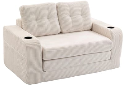 Innovastore 2-zits Slaapbank - Slaapbank - 2zits bank - Comfortabele bank - Uitklapbare slaapbank - 2-in-1 Logeerbedbank - Beige