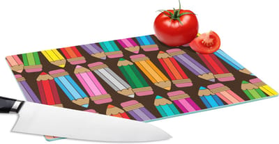Glazen Snijplank - 28x20 - Potlood - Patronen - Abstract - Regenboog - Snijplanken Glas