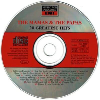 CD MAMAS  THE PAPAS  20 Plus Grands Succès 077778054221 MUSIC FOR PLEAS 1992 UK Rock Occasion gray
