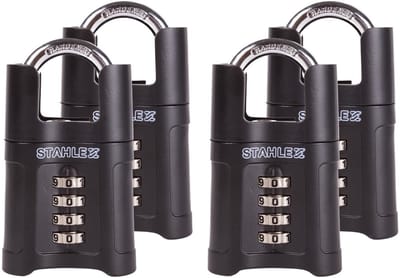 Stahlex Hangslot - 4x - zwart - metaal - 50 mm - 4-cijferig - cijferslot