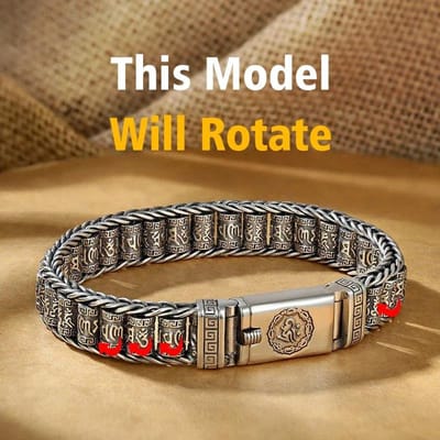Handgemaakte zilveren kleur Reative Passepartout gebedsmolen armband mannen overdracht kralen zes-karakter mantra retro vrouwen charme ketting 18cm