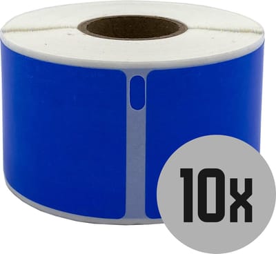 DULA Dymo kompatible Etiketten, S0722400 99012, 36 x 89 mm, Blau, Permanent, 10 Rollen, 260 Etiketten pro Rolle
