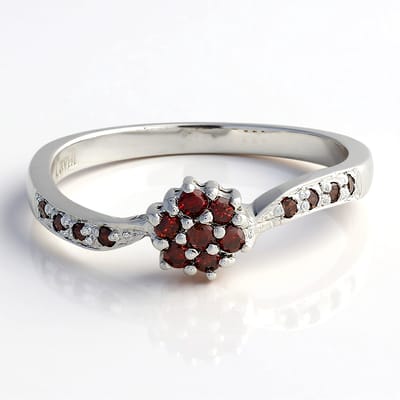 Cavill - Zilveren Ring 925 Sterling Zilver Platina Verguld - 0.21 ct Fancy Briljant Diamant - Elegante Bloemring - Luxe Verlovingsring