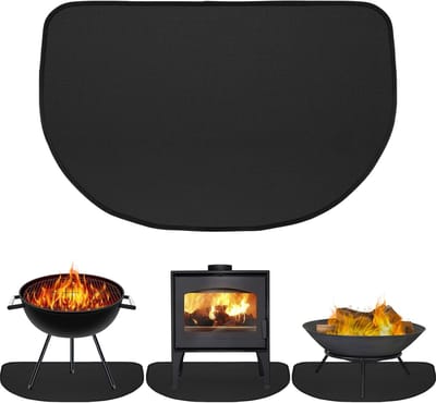 Vuurvast Tapijt - Oventapijt Mat - Vloer Beschermen - Hittebestendig Glasvezel - 40 x 60 cm - Zwart