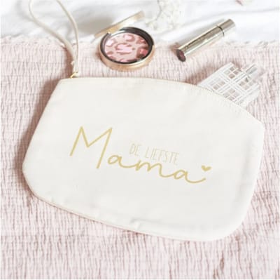 Toilettas - Liefste mama - wit - met tekst