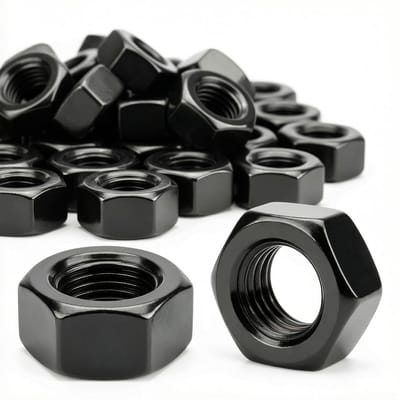 Set van 200 M3 Zwarte Gegalvaniseerde Hex Moeren voor Schroeven, Ringen en Draadstangen voor Bouw en Reparaties