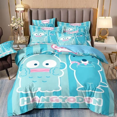 Hangyodon Beddengoedsets Sanrio Dekbedovertrek Bedovertrek Dekbedovertrek Kussensloop 2-3 Stuks Sets Cadeaus voor Tieners Kinderen EU Single 135x200cm