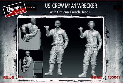 Thunder Model Modelbouwpakket Militaire voertuigen - F35009 Amerikaanse Crew M1A1 Wrecker WWII met Optionele Franse Hoofden - 2 Figuren Plastic - 1:35 - Modelbouw