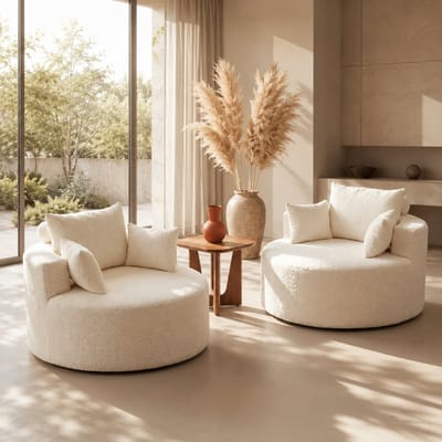 Fauteuil set van 2 - Leesstoel - Relaxstoel - Omhullende armleuning - Comfortabele TV-stoel - Alles-in-één-ontwerp - Met rugkussen - Modern design - Chenille - Geschikt voor de woonkamer, slaapkamer, zitkamer en showroom - Beige