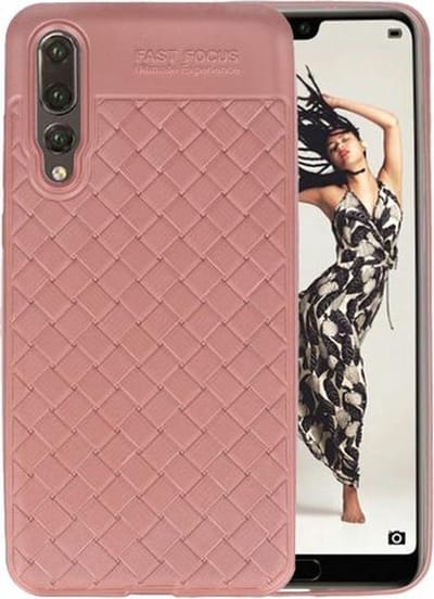 Roze Geweven TPU case hoesje voor Huawei P20 Pro