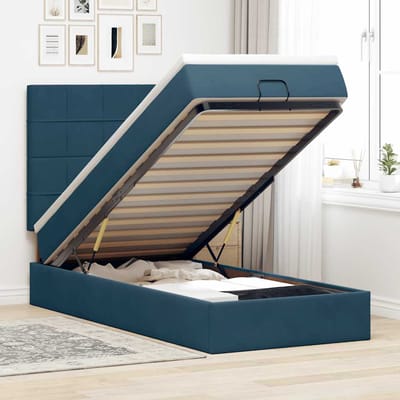 vidaXL - Ottoman - bed - met - matrassen - 90x190cm - fluweel - donkerblauw