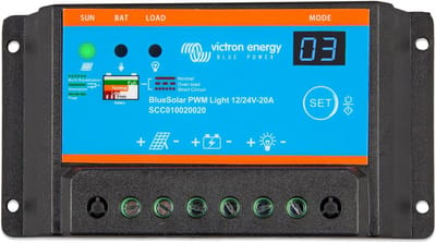 Zonnepaneel Regelaar - Laadregelaar PWM - Accu Beheer - Automatische 12/24V - 20 Ampère - Blauw