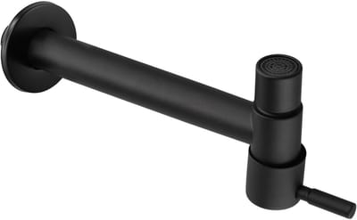 Tuinkraan Roestvrij Staal - Wandkraan Buiten - Water Geven Tuin - Lange Hendel Bediening - 20 cm Lengte - Zwart