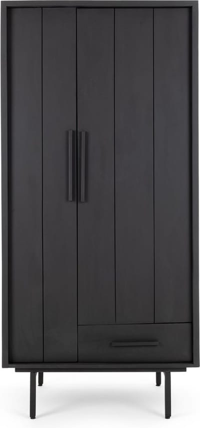 Garderobekast Jayden mangohout 180x85x65 cm - Zwart