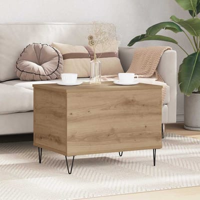 vidaXL - Salontafel - Artisan - Eiken - 60 - x - 44,5 - x - 45 - cm - Bewerkt - hout