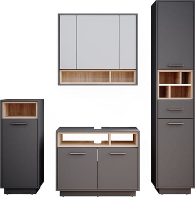Vicco Badkamermeubel set Beatrice, Antraciet, 4-delig