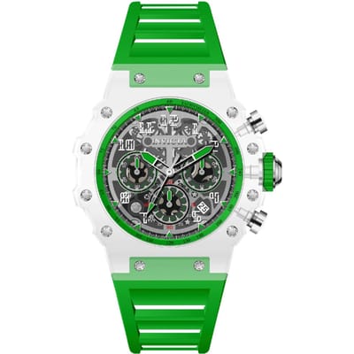 Invicta Racing 69687 Herenhorloge - Quartz Uurwerk - Acryl met Zilveren Wijzerplaat - 43 mm