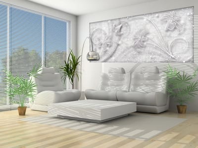 Floral Abstract Silver Grey Photo Wallcovering