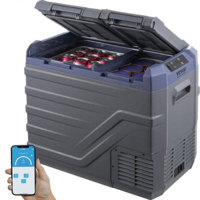 VEVOR Autokoelkast, 12-volt autokoelkast, draagbare 40-liter dual-zone vriezer, instelbaar temperatuurbereik van -20°C tot 20°C, 12/24V DC en 100-240V AC, compressor koeler voor buitengebruik, kamperen, camper