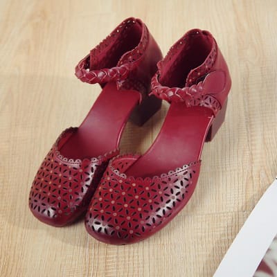 Nieuwe Zomer Casual Rundpees Zool Dames Schoenen Echt Leer Vissenbek Sandalen Dames Dikke Hak Zachte Zool Moeders Schoenen Gaten Schoenen 37 black