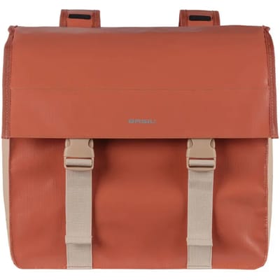 Basil Urban Load Dubbele Fietstas - 48-53L - Regenbestendig - Terra Rood - Reflecterend - Voor E-bike & Stadsfiets - Vouwsluiting