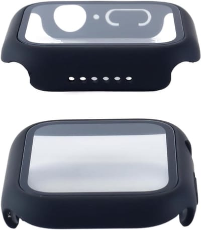 2 stuks gehard glazen schermbeschermers voor Apple Watch SE en series 6/5/4, 44 mm, stevige PC beschermhoes (zwart)