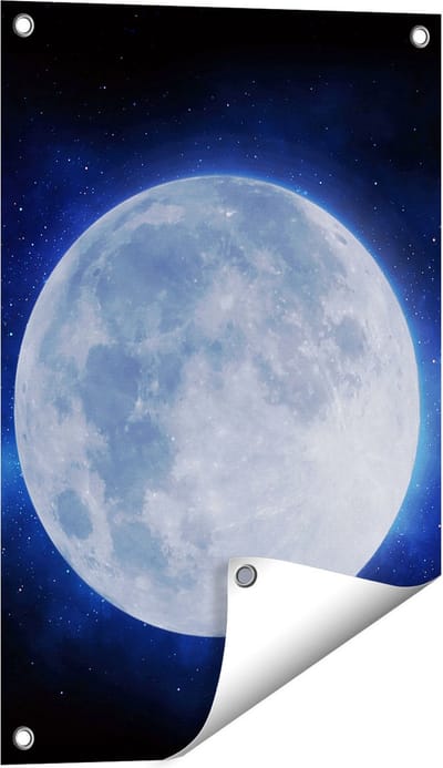Gards Tuinposter Volle Maan in de Ruimte - 40x60 cm - Tuindoek - Tuindecoratie - Wanddecoratie buiten - Tuinschilderij