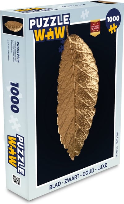 Puzzel Bladeren - Zwart - Goud - Luxe - Natuur - Legpuzzel - Puzzel 1000 stukjes volwassenen