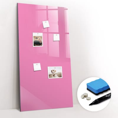 Tulup Whitebord - Kleur Roze Magneetbord - 60 cm x 120 cm - Magneetbord Rechthoekig - Scandinavisch Design Bord - Magneetbord Design - Organiseer Je Bureau - Gratis 5 Sterke Magneten + Whiteboard Marker & Wisser - Magnetisch Bord - Magneetbord Keuken